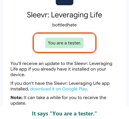 When it worked, Google Play says: You are a tester.